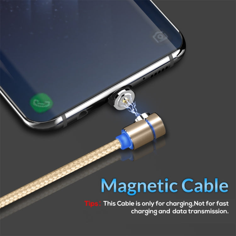 TOPK 2m 2.4A Max USB a USB-C / Type-C Cable de Carga Magnético de codo de 90 grados con indicador LED (Dorado)