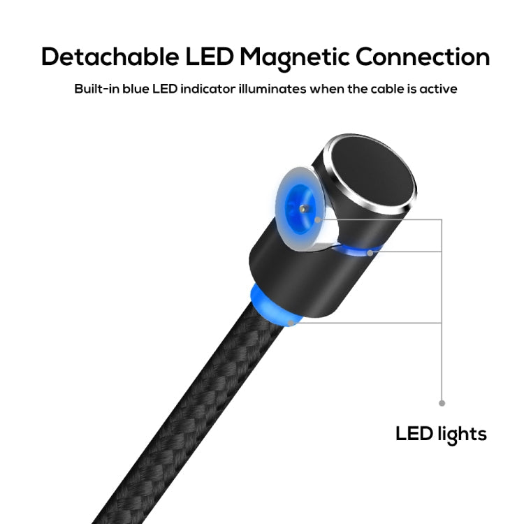 TOPK 1m 2.4A Max USB a Cable de Carga Magnética de codo de 90 grados con indicador LED sin Enchufe (Negro)