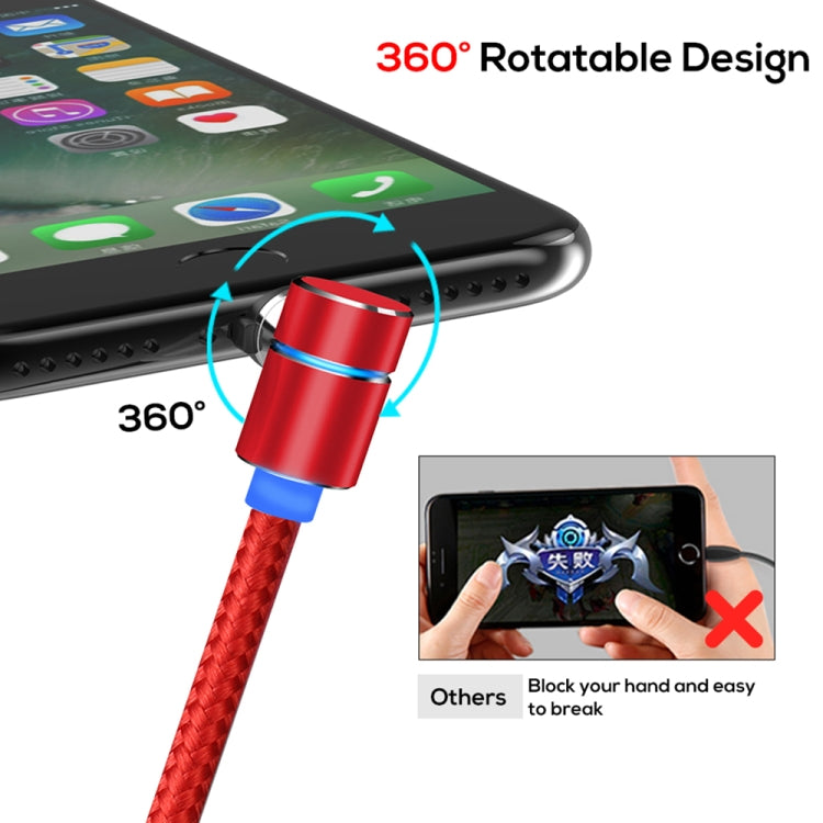 TOPK 2m 2.4A Max USB a Cable de Carga Magnética de codo de 90 grados con indicador LED sin Enchufe (Rojo)