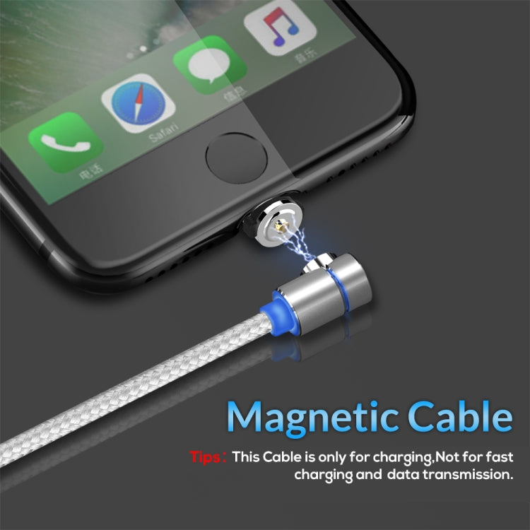 Câble de charge magnétique TOPK 2 m 2,4 A Max USB vers coude à 90 degrés avec indicateur LED sans prise (Argent)