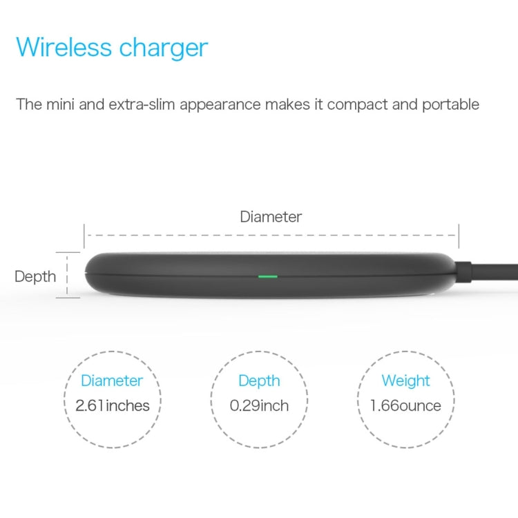 Vinsic 5V 1A Output Mini Wireless Charger Qi Standard Slim Fast Charger For iPhone 8 / 8 Plus / X and all Qi-enabled Phones and Tablets
