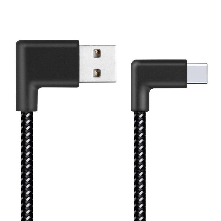 1M 2A USB a USB-C / Type-C Type-C Nylon Weave Weave Caver Cable de Carga de Datos de Datos de codo Para Galaxy S8 y S8 + / LG G6 / Huawei P10 y P10 Plus / Xiaomi Mi 6 y Max 2 y otros Teléfonos Inteligentes