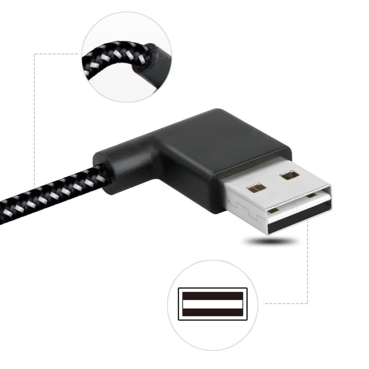 1M 2A USB a USB-C / Type-C Type-C Nylon Weave Weave Caver Cable de Carga de Datos de Datos de codo Para Galaxy S8 y S8 + / LG G6 / Huawei P10 y P10 Plus / Xiaomi Mi 6 y Max 2 y otros Teléfonos Inteligentes