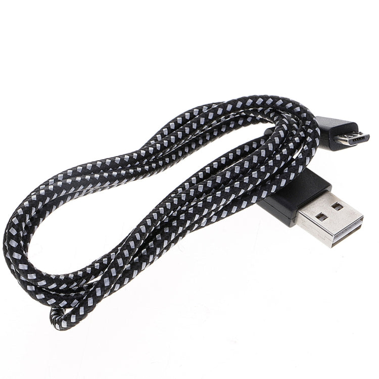1M 2A USB to Micro usb Double Strand Weave Fabric Data Data Cable For Samsung/Huawei/Xiaomi/Meizu/LG/HTC (Black)