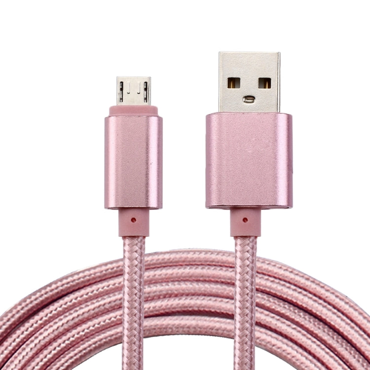 2m Metal Style Weave Head 84 Core Micro USB to USB 2.0 Data / Charger Cable For Samsung / Huawei / Xiaomi / Meizu / LG / HTC and other Smartphones (Rose Gold)