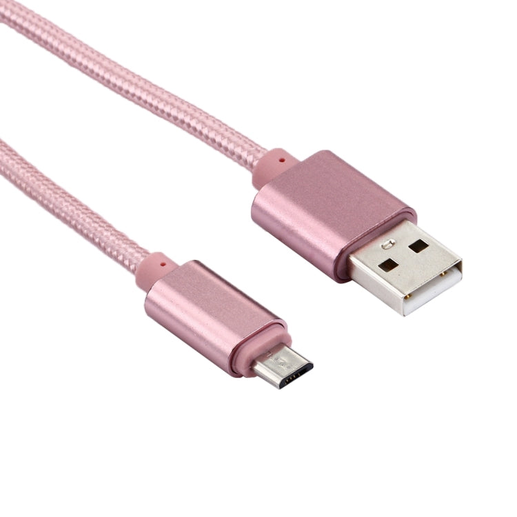 2m tejido estilo metal Cabeza 84 núcleos Micro USB a Datos USB 2.0 / Cable de Cargador Para Samsung / Huawei / Xiaomi / Meizu / LG / HTC y otros Teléfonos Inteligentes (Oro Rosa)