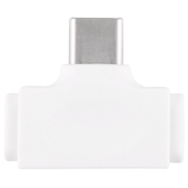 Adaptador Multifunción de 8 Pines Hembra + Micro USB Hembra a USB-C / Type-C Macho (Blanco)