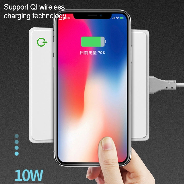 6 in 1 QC 3.0 USB Interface + 3 USB Ports + 65W PD Ports + QI Fast Charging Multifunction Wireless Charger with LED Display US Plug (White)