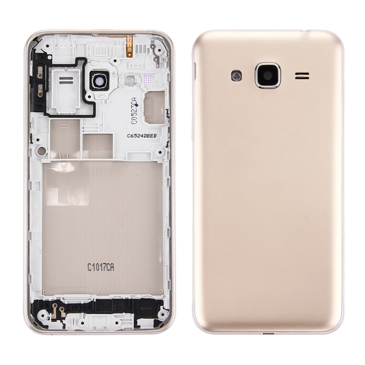 Battery Back Cover + Middle Frame for Samsung Galaxy J3 (2016) / J320 (Dual Card Version) (Gold)