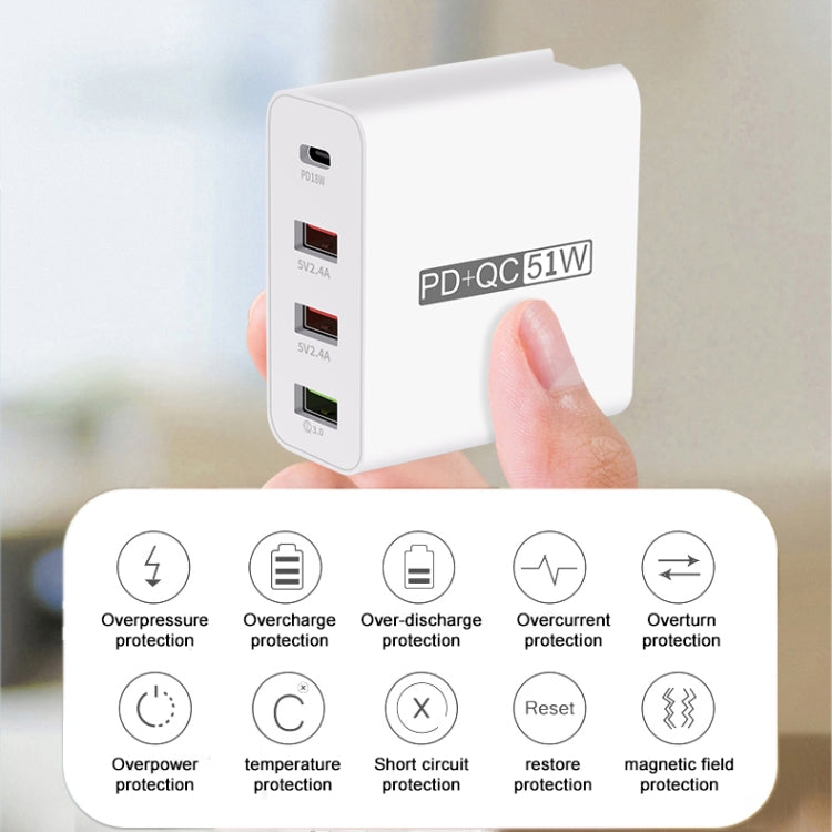 WLX-A6 4 Port Fast Charging USB Travel Charger Power Adapter UK Plug