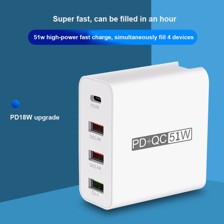 WLX-A6 4 Port Fast Charging USB Travel Charger Power Adapter UK Plug