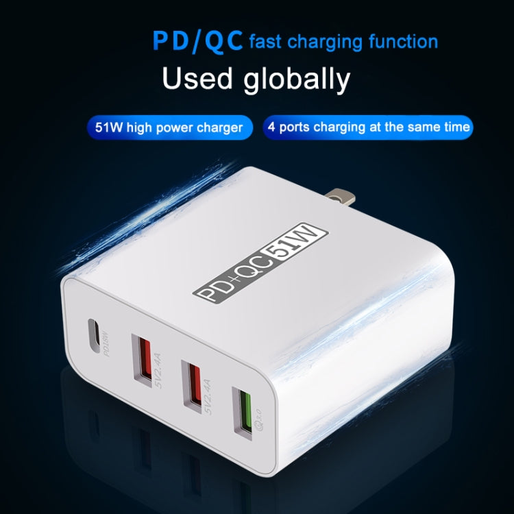WLX-A6 Chargeur de voyage USB à charge rapide à 4 ports Adaptateur secteur Prise US