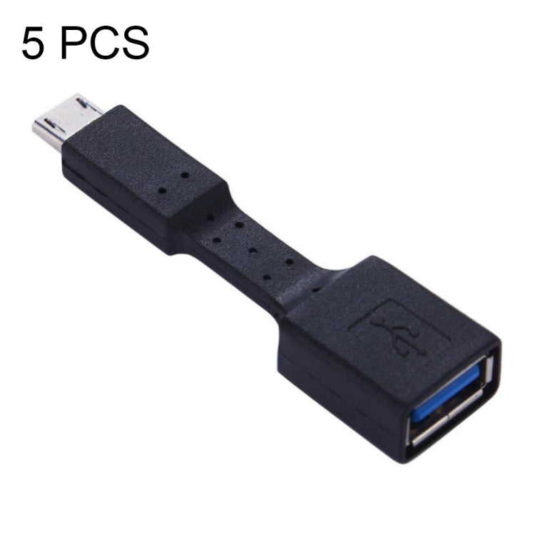 Adaptador OTG Micro USB Macho a USB 3.0 Hembra de 5 piezas (Negro)