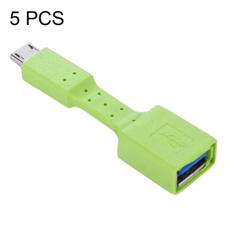 5 Pcs Micro USB Male to USB 3.0 Female OTG Adapter (Green)