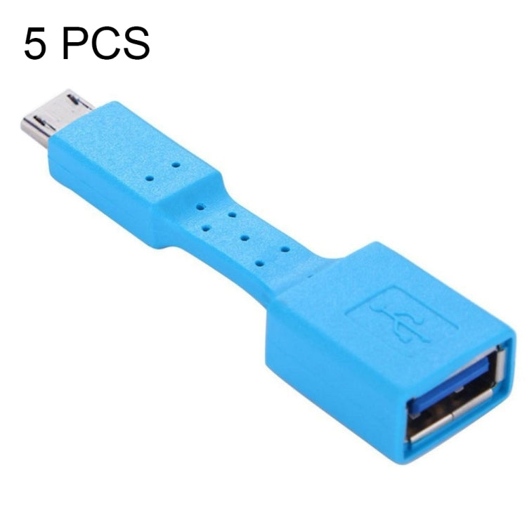 Adaptador OTG Micro USB Macho a USB 3.0 Hembra de 5 piezas (Azul)