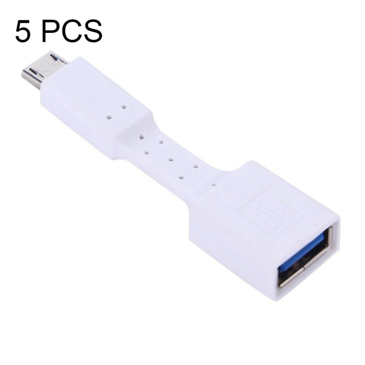 Adaptador OTG Micro USB Macho a USB 3.0 Hembra de 5 piezas (Blanco)