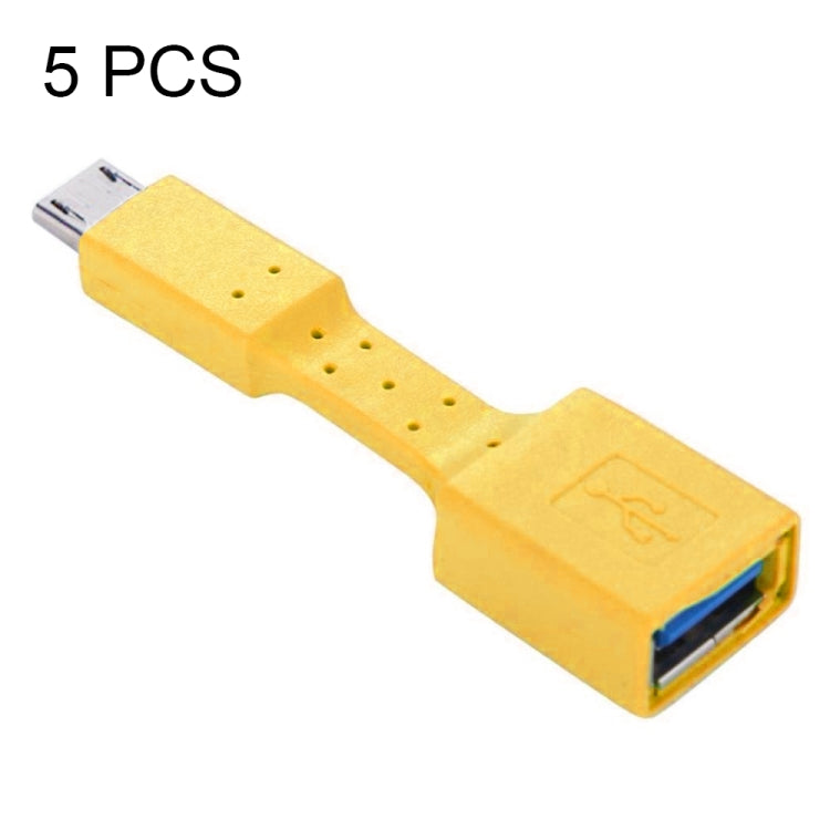 Adaptador OTG Micro USB Macho a USB 3.0 Hembra de 5 piezas (amarillo)
