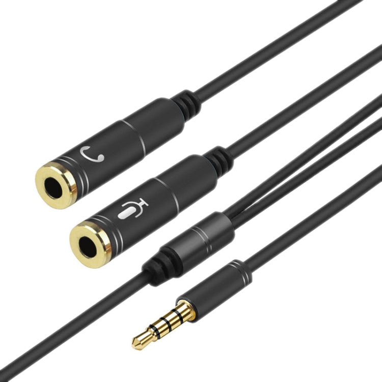 Divisor de Cable de Audio de alta elasticidad TPE 2 en 1 de 3.5 mm Macho a Doble Hembra de 3.5 mm longitud del Cable: 32 cm (Negro)