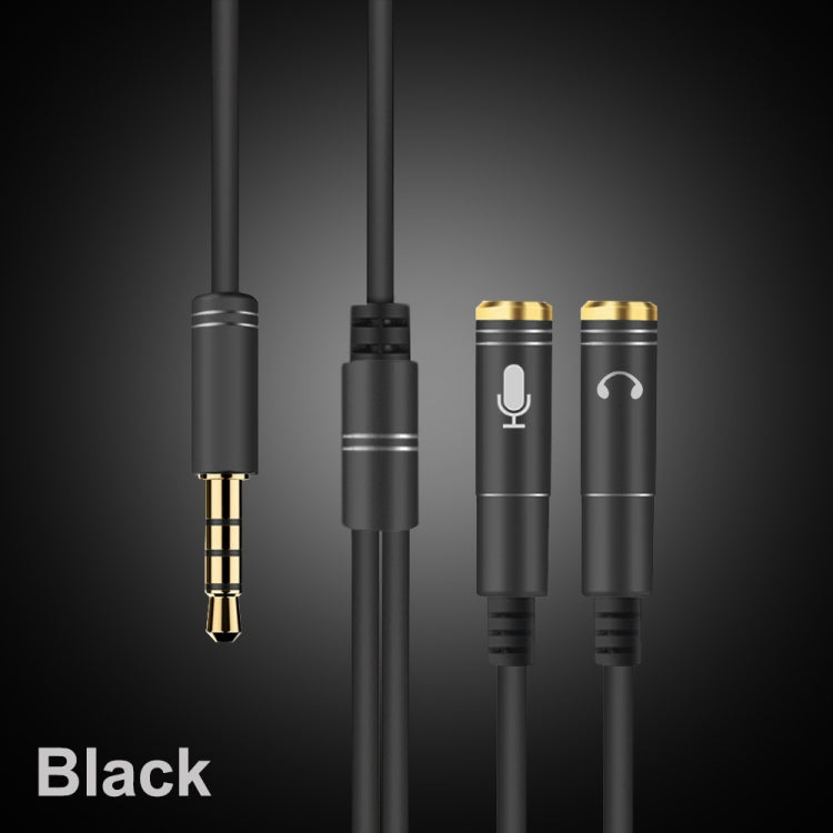 Divisor de Cable de Audio de alta elasticidad TPE 2 en 1 de 3.5 mm Macho a Doble Hembra de 3.5 mm longitud del Cable: 32 cm (Negro)