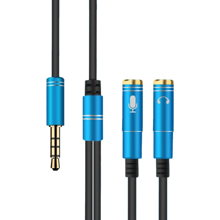 High Elastic TPE 2 in 1 3.5mm Male to Dual 3.5mm Female Audio Cable Splitter Cable length: 32cm (Blue)