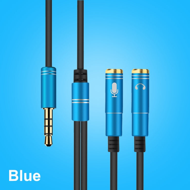 Divisor de Cable de Audio de alta elasticidad TPE 2 en 1 de 3.5 mm Macho a Doble Hembra de 3.5 mm longitud del Cable: 32 cm (Azul)