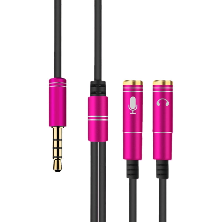 High Elastic TPE 2 in 1 3.5mm Male to Dual 3.5mm Female Audio Cable Splitter Cable length: 32cm (Rose Red)