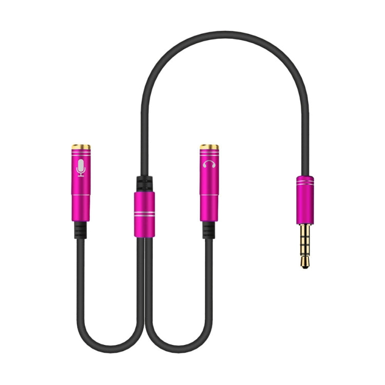 Divisor de Cable de Audio de alta elasticidad TPE 2 en 1 de 3.5 mm Macho a Doble Hembra de 3.5 mm longitud del Cable: 32 cm (Rosa Rojo)