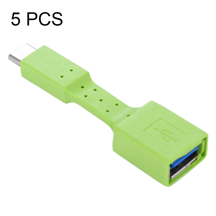 5 PCS USB-C / Type-C Macho a USB 3.0 Adaptador OTG Hembra (verde)