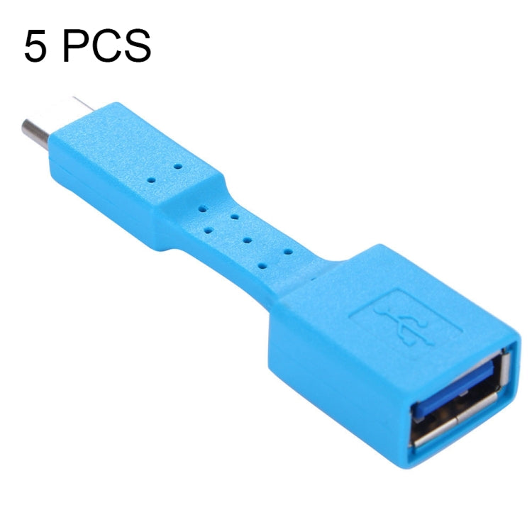 5 PCS USB-C / Type-C Male to USB 3.0 Female OTG Adapter (Blue)
