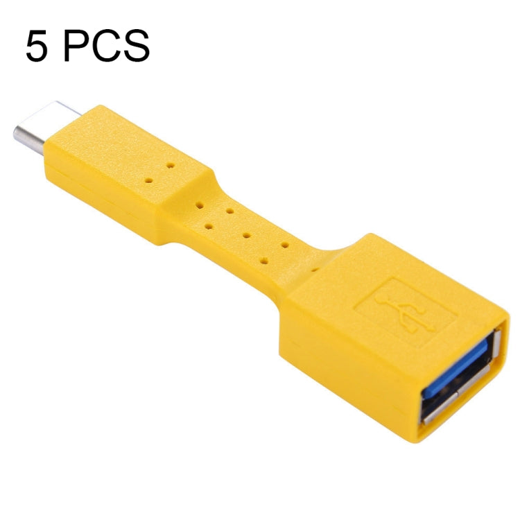 Adaptateur OTG femelle 5 PCS USB-C / Type-C mâle vers USB 3.0 femelle (jaune)
