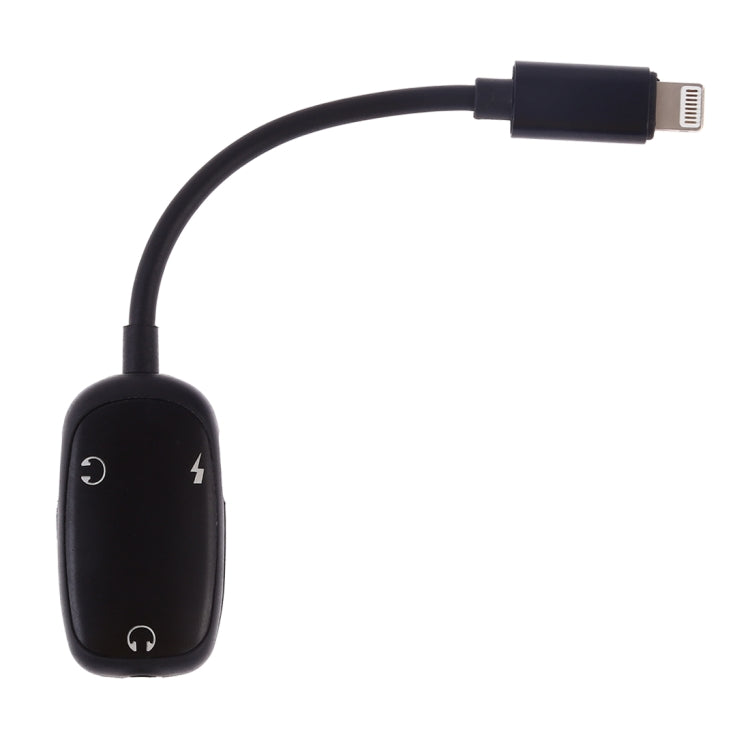 8 Pin to 8 Pin Charging Interface + 8 Pin Headphone Interface + 3.5mm Audio Interface Headphone Adapter (Black)