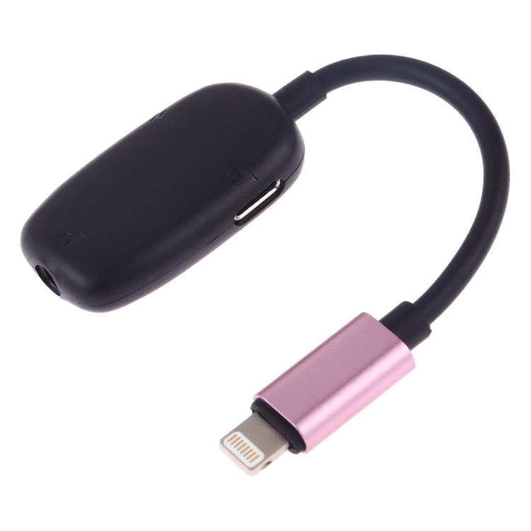 8Pin to 8Pin Charging Interface + 8Pin Headphone Interface + 3.5mm Audio Interface Headphone Adapter (Pink)