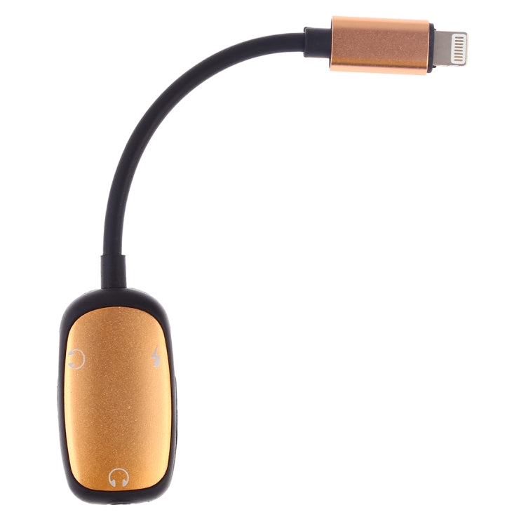 8Pin to 8Pin Charging Interface + 8Pin Headphone Interface + 3.5mm Audio Interface Headphone Adapter (Gold)