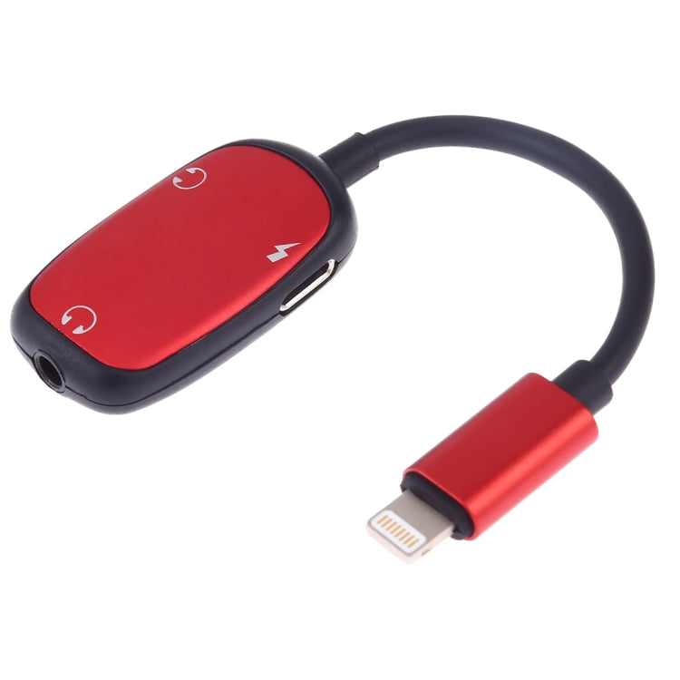 8Pin to 8Pin Charging Interface + 8Pin Headphone Interface + 3.5mm Audio Interface Headphone Adapter (Red)