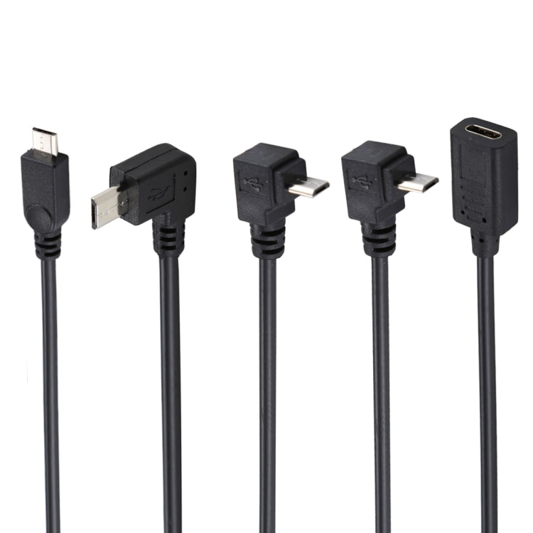 4 PCS USB-C / Type-C Female to Micro USB (straight / up / down / left angle) Male Adapter Cable length: about 30cm For Samsung Huawei Xiaomi HTC Meizu Sony and other Smart Phones