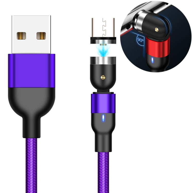 1m 2A Salida USB a Micro USB Nylon Trenzado Girar Cable de Carga Magnético (Morado)