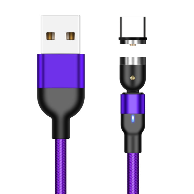 1m 2A Ausgang USB zu USB-C / Typ-C Nylon geflochtenes drehbares magnetisches Ladekabel (Lila)