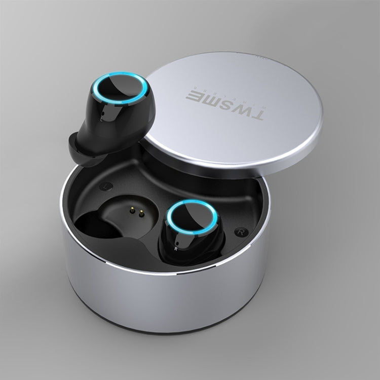V6 Auricular Bluetooth TWS Auriculares Inalámbricos Bluetooth 5.0 Auriculares Deportivos manos libres con caja de Carga (Plata)