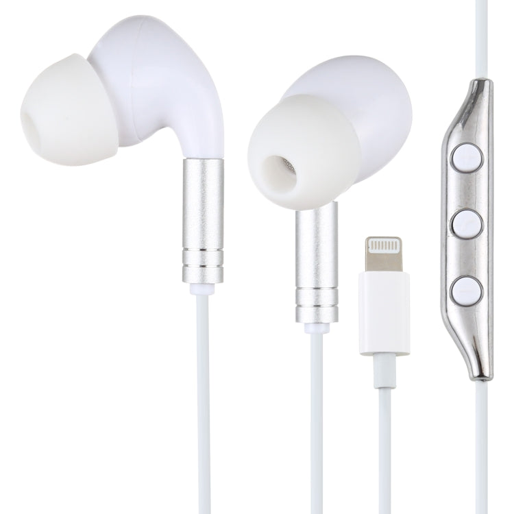 520 Écouteurs intra-auriculaires à interface 8 broches avec commande par fil et bouchons d'oreille en silicone Longueur du câble : 1,2 m (Blanc)