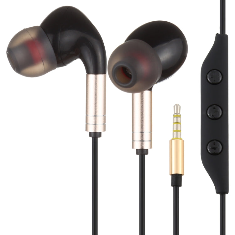 520 3.5mm Jack Wired Control In-Ear Earphone with Silicone Earplugs Cable length: 1.2m (Gold)