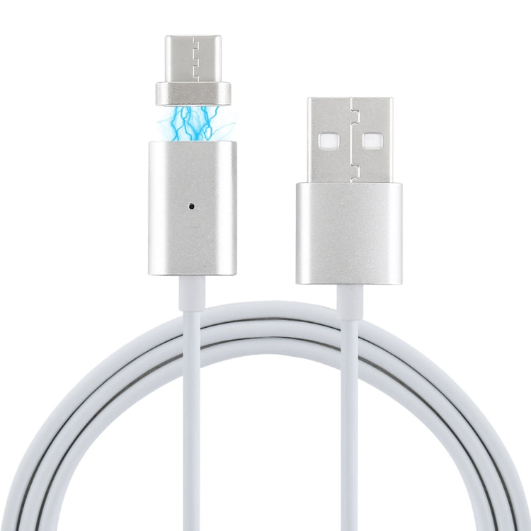 2A USB to USB-C / Type-C Charging + Transmission Metal Magnetic Adsorption Braided Data Cable Length: 1m (Silver)