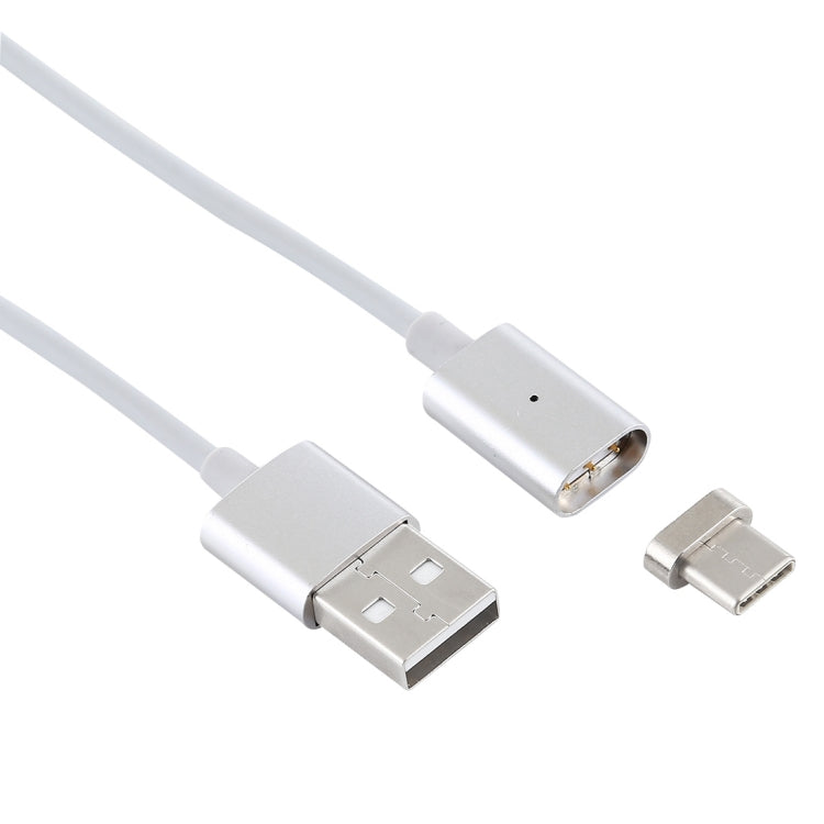 2A USB a USB-C / Tipo-C Carga + Transmisión Cable de Datos trenzado de adsorción Magnética de metal Longitud: 1 m (Plata)