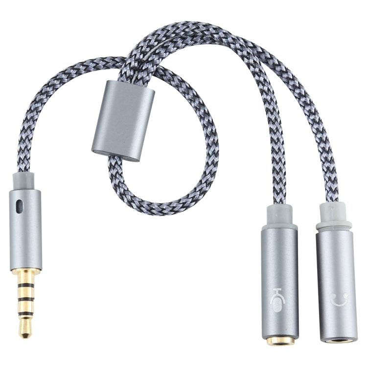 HY191 2 en 1 3.5mm Macho a Micrófono + Audio Cable de Audio Trenzado Hembra Longitud: 26cm