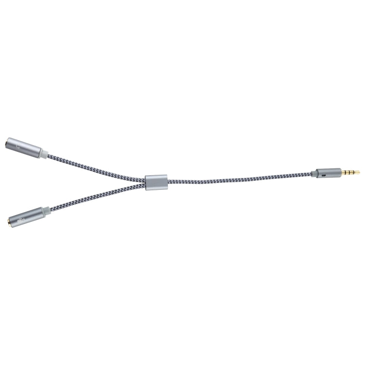 HY191 2 en 1 3.5mm Macho a Micrófono + Audio Cable de Audio Trenzado Hembra Longitud: 26cm