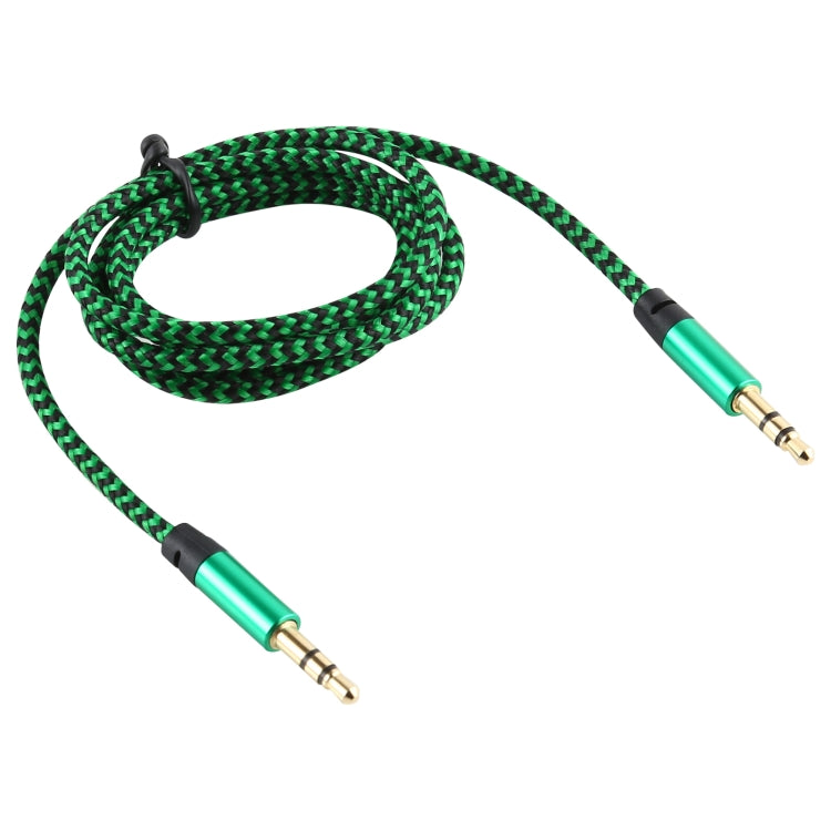 Cable de Audio trenzado de Nylon Macho a Macho de 3 piezas K10 de 3.5 mm longitud: 1 m (verde)