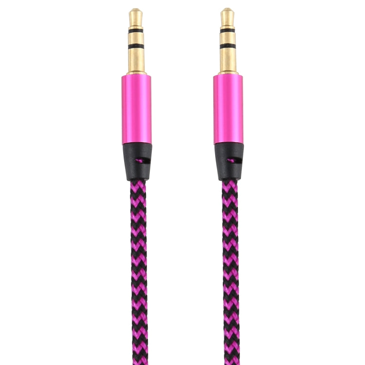 3pcs K10 3.5mm Male to Male Nylon Braided Audio Cable Length: 1m (Rose Red)