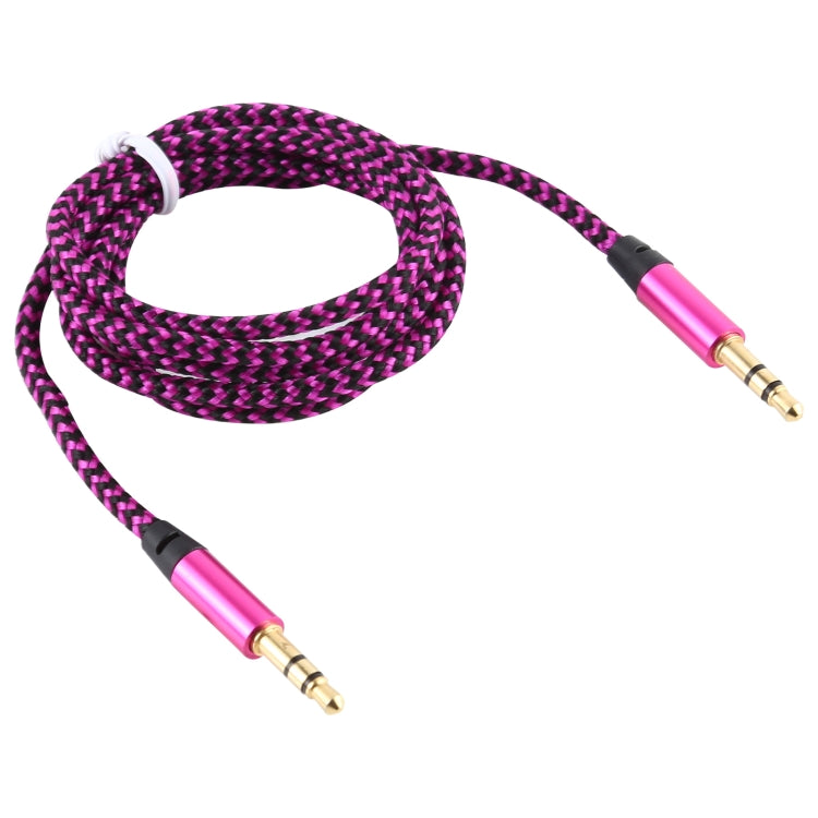 3pcs K10 3.5mm Mâle à Mâle Nylon Tressé Câble Audio Longueur: 1m (Rose Rouge)
