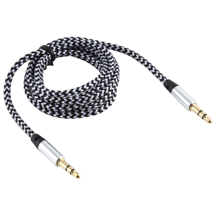 Cable de Audio trenzado de Nylon Macho a Macho de 3 piezas K10 de 3.5 mm longitud: 1 m (Plateado)