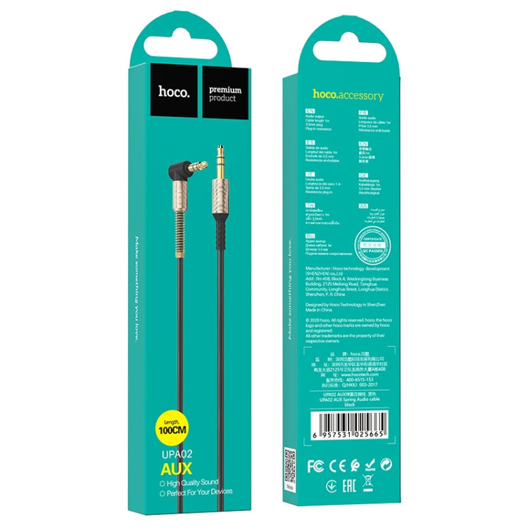 Câble audio Hoco UPA02 AUX Spring sans microphone Longueur du câble : 1 m (noir)
