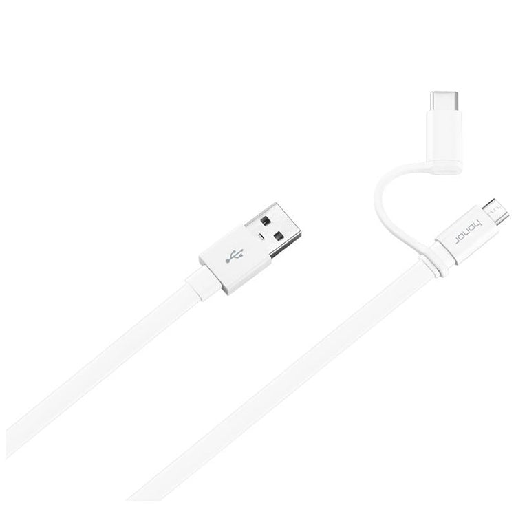 Honor AP55S 2 en 1 2A USB vers USB-C / Type-C + Interface micro USB d'origine Câble de transmission et de chargement de données Longueur du câble : 1,5 m (Blanc)